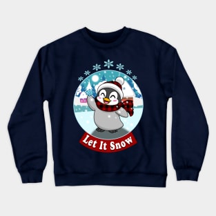 Let it snow Kawaii Penguin Christmas holiday snowflake design Crewneck Sweatshirt